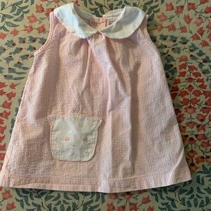 Pink check dress with cat pocket